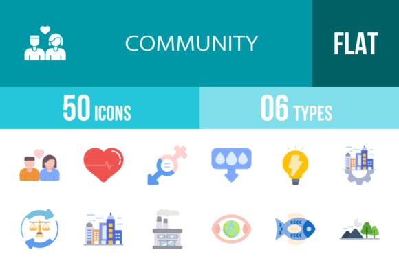 50 Community Flat Multicolor Icons Review for Embroidery Projects