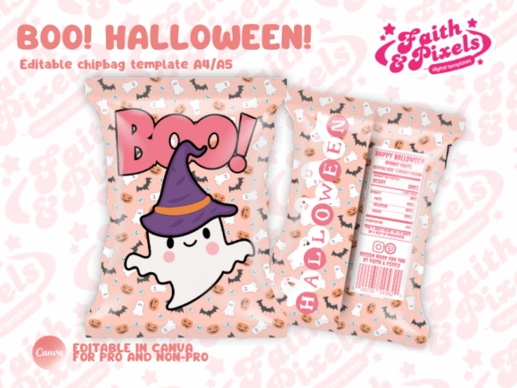Boo Halloween ChipBag Editable Template Review for Real Projects