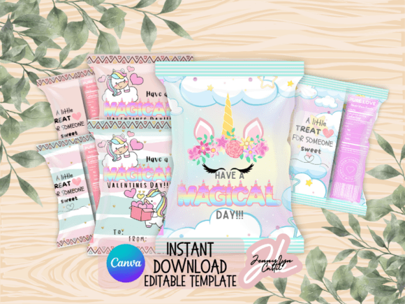 Cute Unicorn Chip Bag Editable Template Review for Real Projects