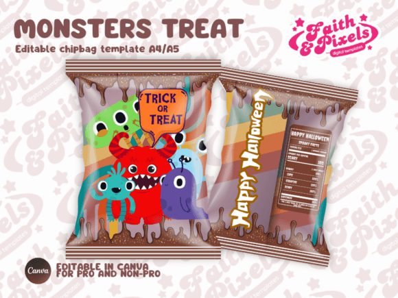 Monsters Chip Bag Halloween Treat Bag Design Review