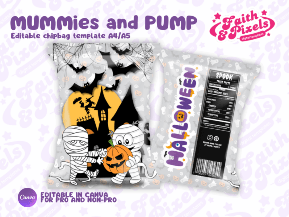 Mummies and Pumpkin Chipbag Template Review