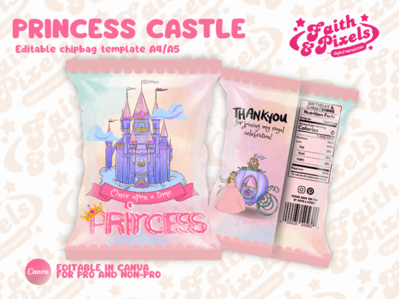 Princesses Birthday Chipbag Editable Tem Review